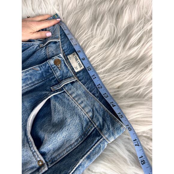 We the Free People Women's Denim Mid Waist Barrel Cropped Jeans Blue Size 30 - Picture 12 of 14